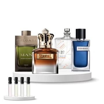 Discovery Set Men (Escentric Molecules Molecule 02, Bvlgari Man Wood Essence Parfum, Jean Paul Gaultier Scandal pour Homme, Yves Saint Laurent Y Men)