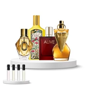 Discovery Set Women (Boss Alive Absolu Parfum, Gaultier Divine Le Parfum, Million Gold for Her, Gucci Flora Gorgeous Orchid)