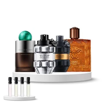 Discovery Set Men (Versace Eros pour Homme Najim, Molton Brown Wild Mint & Lavandin, Viktor & Rolf Spicebomb Extreme, Viktor & Rolf Spicebomb Metallic Musk)