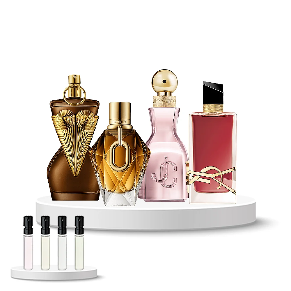Discovery Box (Jimmy Choo I Want Choo with Love, Jean Paul Gaultier Gaultier Divine Elixir, Rabanne Million Gold, Yves Saint Laurent Libre Berry Crush)